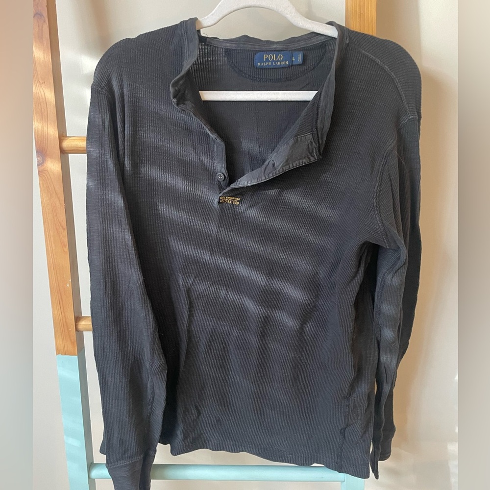Polo Ralph Lauren Black Long Button Up shirt size large